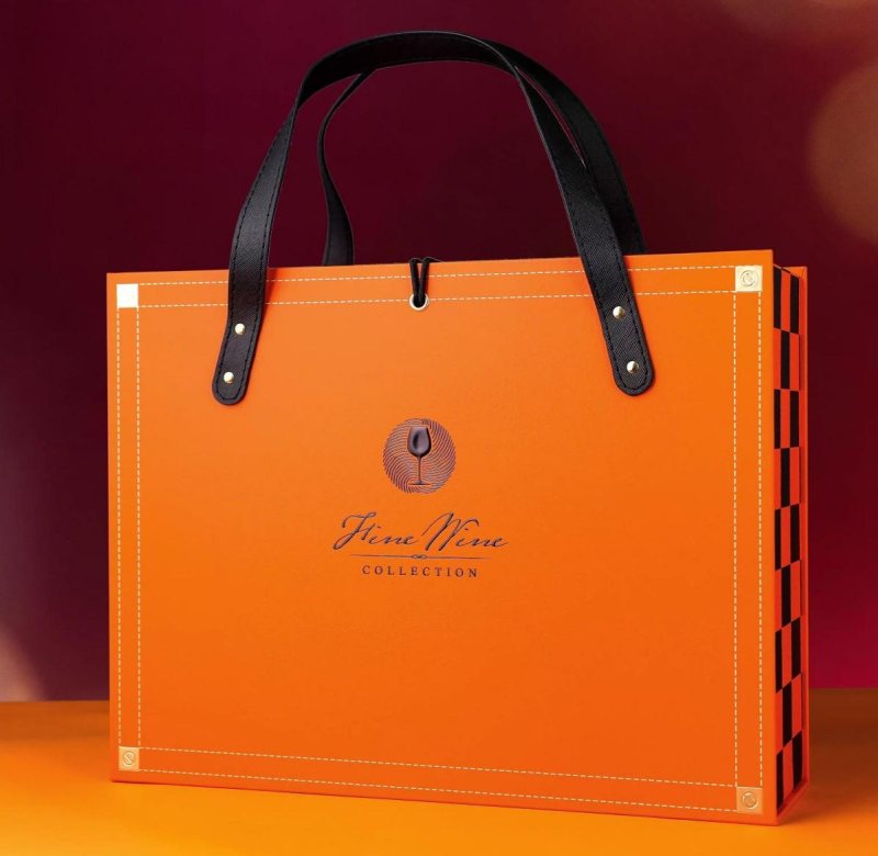 Orange bag, leather handles